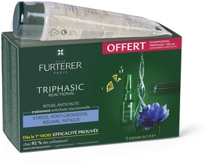 Furterer Triphasic Reactional 12 x 5 ml + Triphasic Shampoo 100 ml Gratis