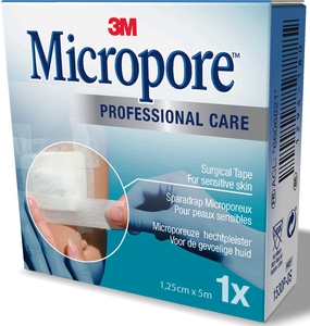 Micropore 3M Microporeuze Pleister 1,25cm x 5m (wit)